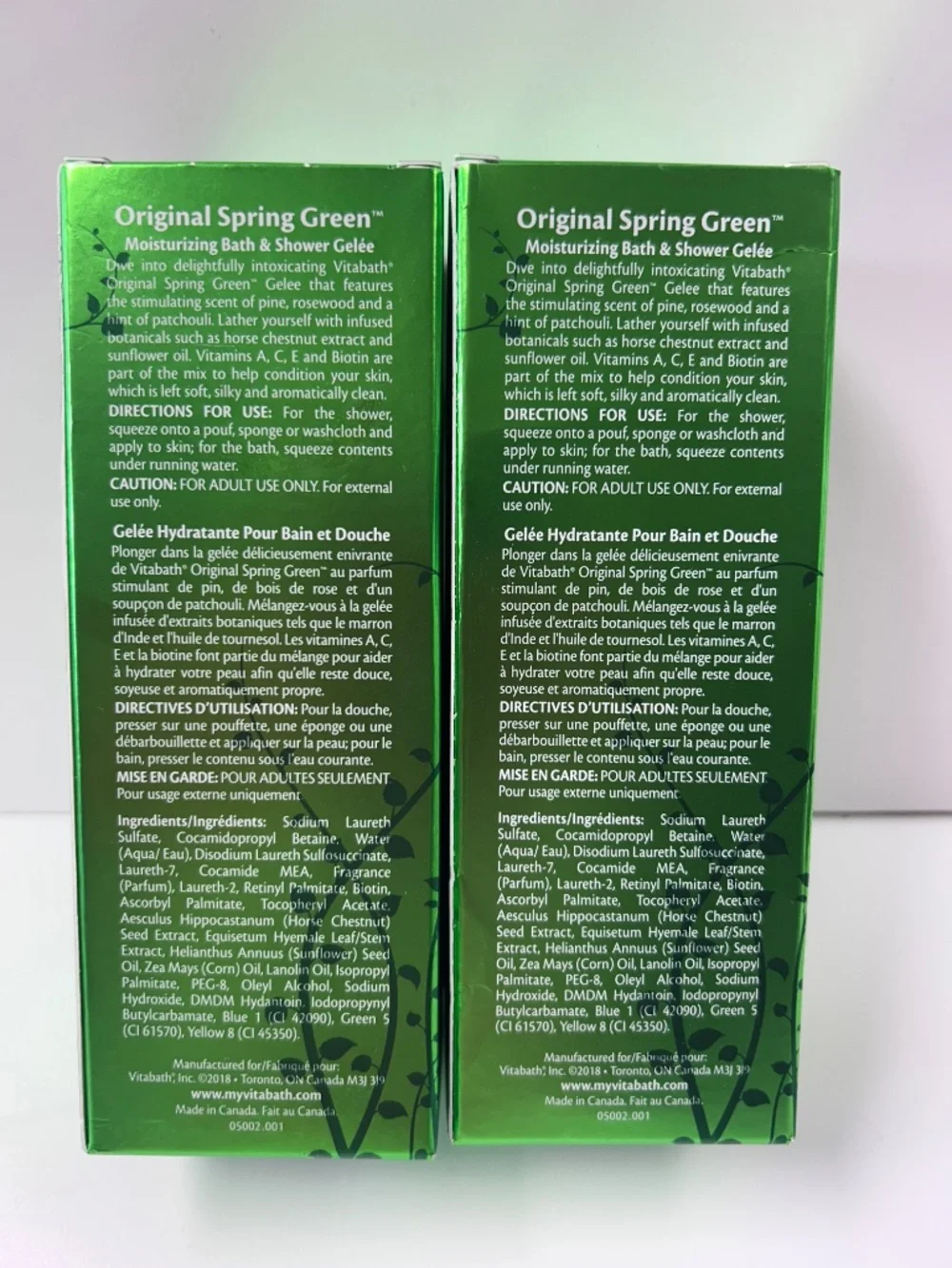 Lot of 2 Vitabath Moisturizing Bath Gelee Original Spring Green  10.5 oz Each